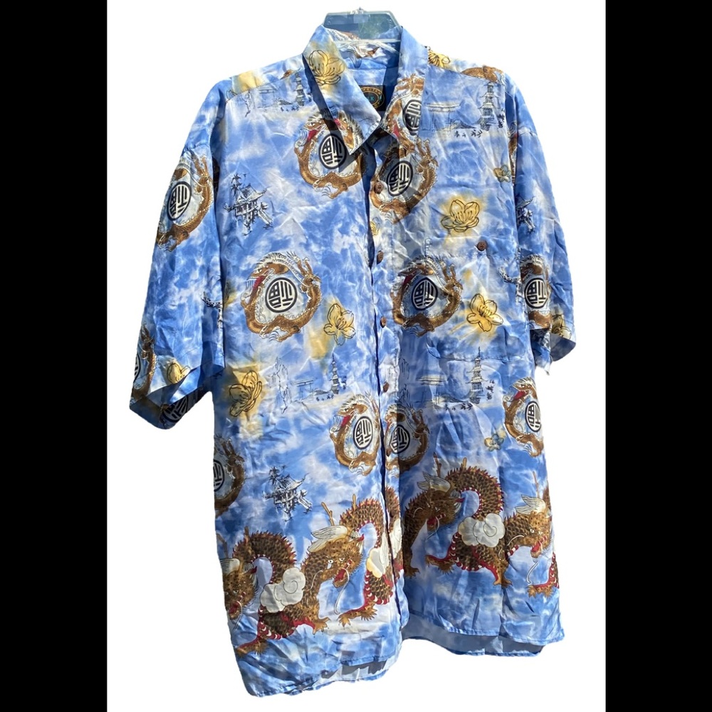 Hawaiian Company 100% Silk size large Dragon shirt